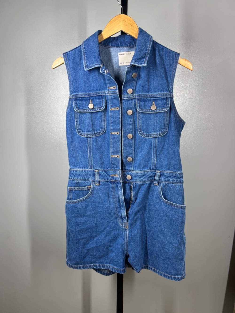 ASOS Blue Denim Sleeveless Romper Jumpsuit